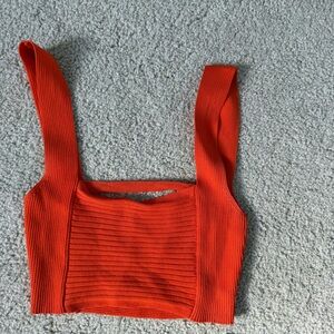 Zara Bright Orange Ribbed Tank Top
